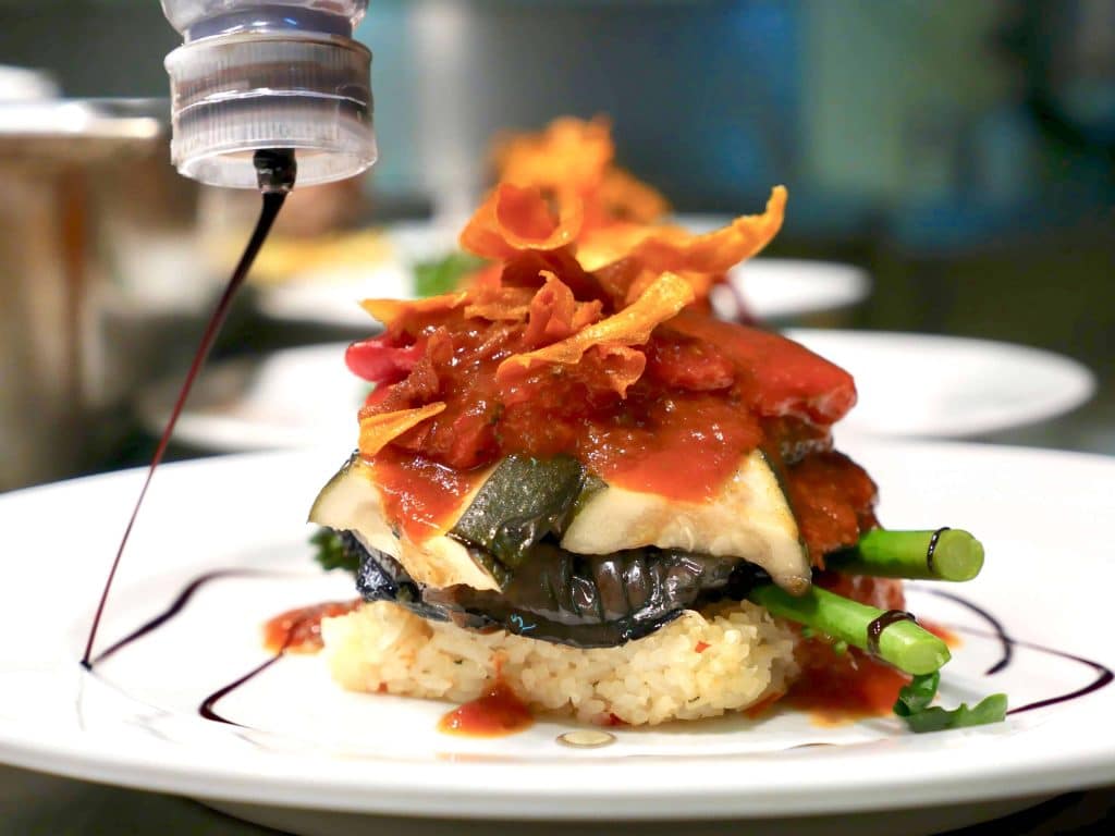 Beautifully presented veggie stacks are a staple here at our Cedar Creek Estate restaurant.